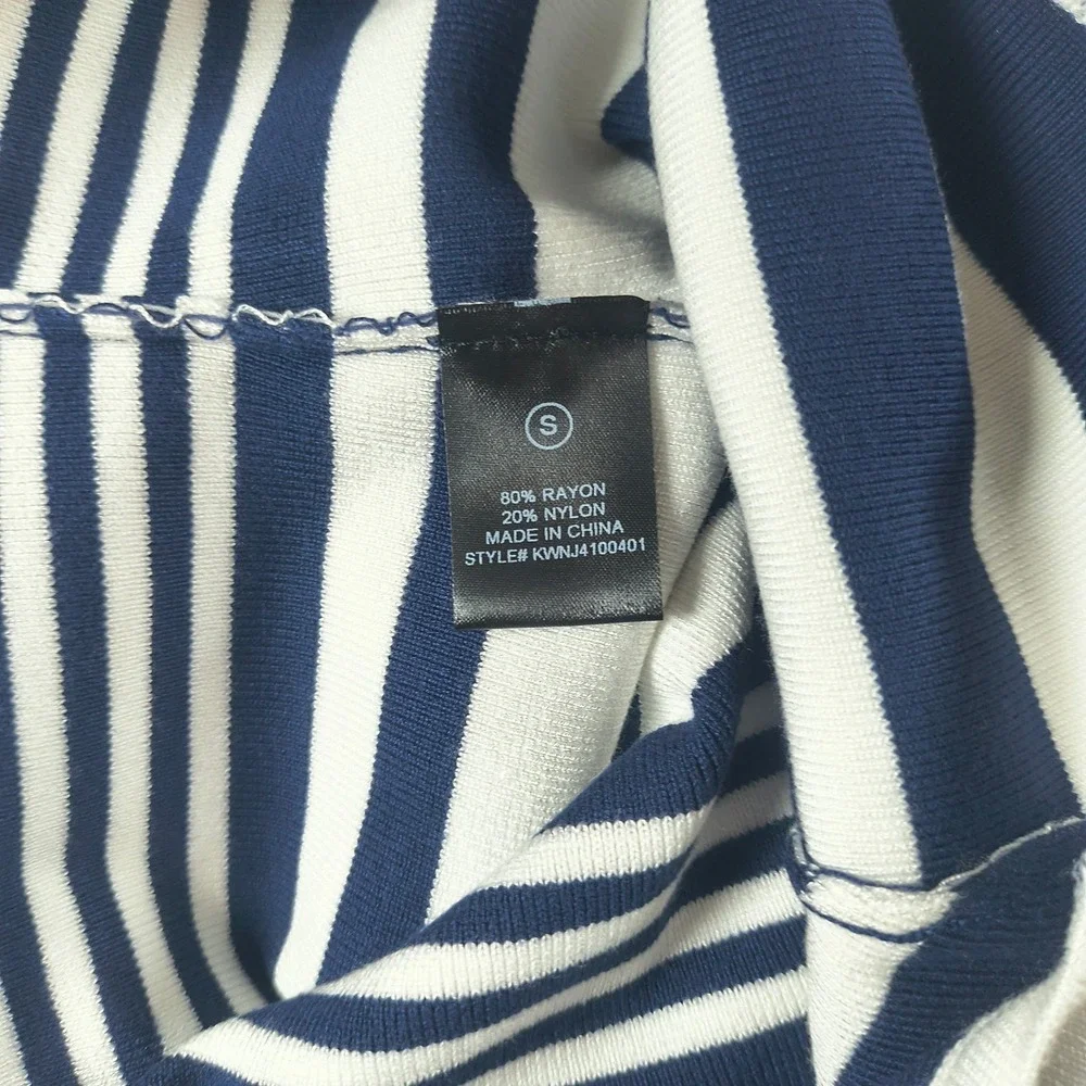 Fashion Nova Below Deck Capri Jumpsuit Navy Combo Striped Knit Size Small NWT